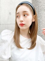 くびれヘアアプリコットオレンジ夏ヘアハイライトカラー