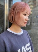 本八幡×ケアブリーチ×ショートボブ×ピンク