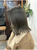 オリーブカラー/外はねボブ/透明感カラー/伸ばしかけボブ