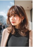 顔周りカットハッシュカットダークブラウンワンホンレイヤー韓国