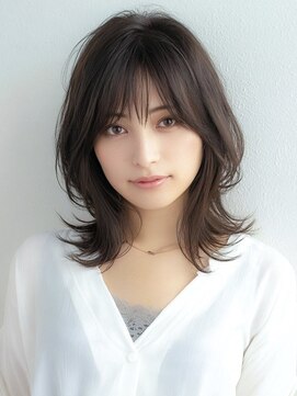 ニーフ 恵比寿(neaf) ダークブルーワンホンレイヤー/ニュアンスウルフ/デジタルパーマ