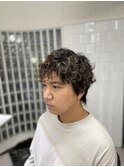 ツーブロックツイストパーマビジネスかき上げフェード