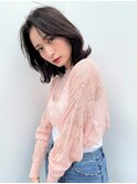 ミディアムウルフ/くびれカット/くびれヘア/韓国ヘア/韓国風