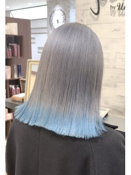 アンアミ シブヤ(Un ami shibuya) シルバーカラー/裾カラー/ブルーカラー/切りっぱなしミディアム