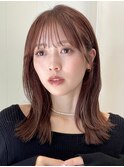 くびれミディアム/大人可愛い/韓国/小顔ヘア/ニュアンスカラー