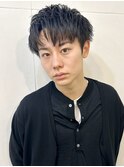 韓国マッシュ/スペインカール/スパイキーショートブルーブラック