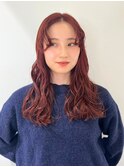 ウェーブパーマ/レッドブラウン