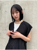 ◎切りっぱなしボブ縮毛矯正ショートボブストレートパーマ
