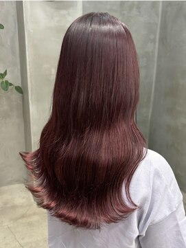 テトヘアー(teto hair) ブリーチなし、暖色、レッドピンク、ワンホン