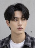 ニュアンスパーマダウンバングセンターパート20代30代大人男性