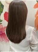 簡単スタイリング うる艶愛されブラウン くすみブルー 小顔ヘア