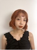 波ウェーブ ゆるふわオレンジヘア