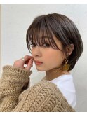 小顔前髪似合わせ大人ショート黒髪ネビージュワンレンボブルフ