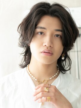 モッズヘア メン 南越谷南口店(mod's hair men) かき上げバングレイヤー&パーマで脱力ウルフE南越谷