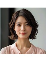 ヘアメイク リーフ 茂原店(HAIRMAKE Leaf)&nbsp;小顔カットオリーブベージュ/ワンカール外ハネボブ