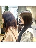 艶髪　ストレート　縮毛矯正　髪質改善