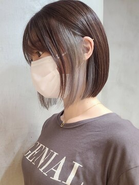 エリマ 横浜西口(elima) 横浜西口ストレートパーマタッセルボブアッシュベージュカラー