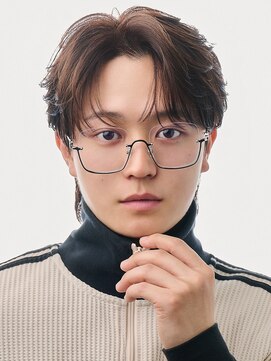 アズ ワン(AS ONE) 韓国ヘアコンマバング韓国マッシュセンターパートフェザーパーマ