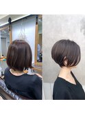 前下がりゆったり丸みショート×イルミナヌードベージュ