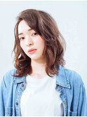 前髪無しウェーブスタイル