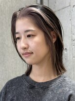 サンク 原宿 表参道(cinq)&nbsp;前髪インナーカラーベージュカラーミルクティーベージュブリーチ