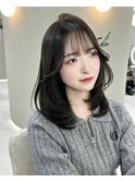 韓国ミディアム×くびれヘア×顔周りレイヤー×新宿