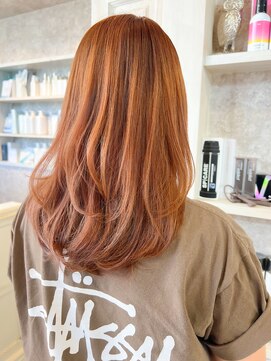 キャアリー(Caary) 福山市美容室Caary秋カラー艶オレンジカラーレイヤーロングヘア