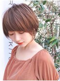 前髪ありボブ菱形ショート似合わせカット白髪染めくびれショート