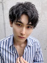 ロンドソル 四日市(Lond Sol) men's/メンズ/リバースセンターパート/黒染め/韓国/顔周り波巻き