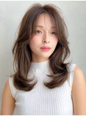 レイヤーカットダークパープルデジタルパーマミルクブラウン