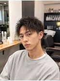 ニュアンス束感マッシュパーマ韓国風メンズウェーブヘアスタイル