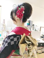 ロカット サロン(Roquat Salon)&nbsp;成人式振り袖夜会巻き着物ヘアアレンジ【ヘアアレンジ　立川】