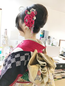 ロカット サロン(Roquat Salon) 成人式振り袖夜会巻き着物ヘアアレンジ【ヘアアレンジ 立川】