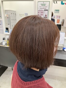 ビーズカラー 鶴岡エスモール店 【B's】30代40代50代人気◎艶×ピンクベージュ/ショートボブ