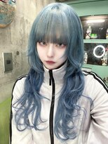 インク 渋谷(INK.) エクステロング水色ヘア