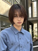 =メンズボブ/ダークアッシュ/ニュアンスパーマ／MEN’S HAIR
