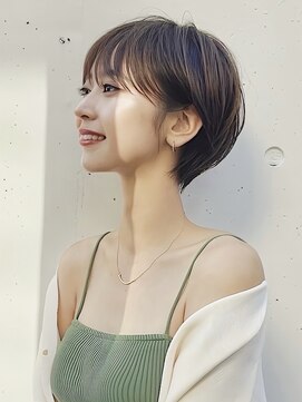 20代.30代ニュアンスカラー小顔前髪カットショートボブ