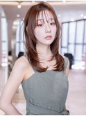 20代大人ガーリーミディアムレイヤーカット/ダークアッシュ