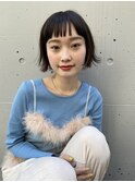短めボブ/ピンクベージュ/前髪あり