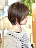 大人ショートボブ丸みショートカットマッシュショート前髪あり