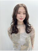 韓国へアー/マロンベージュ/レイヤー/ロング/サイドバング/新宿