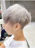 シルバーカラーツーブロックマッシュ　ブリーチデザイン