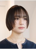 丸くて可愛い◎ぷつっと前上がりボブ