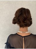 大人ツインお団子　編み込み　お団子　ヘアセット　アレンジ