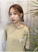 【Coral切りっぱなしボブ&インナーベージュカラー】