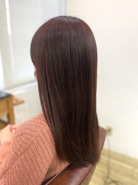 ピンクブラウン艶髪カラー