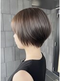【岩崎】丸みショートボブ×透明感グレージュ