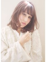 小顔ひし形ワンカール♪ミルクティーカラーで愛されふわミディ