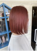 チェリーピンク　ローズピンク　ピンク　ボブ　切りっぱなし