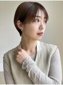 センターパートニュアンスパーマブルージュハンサムショート